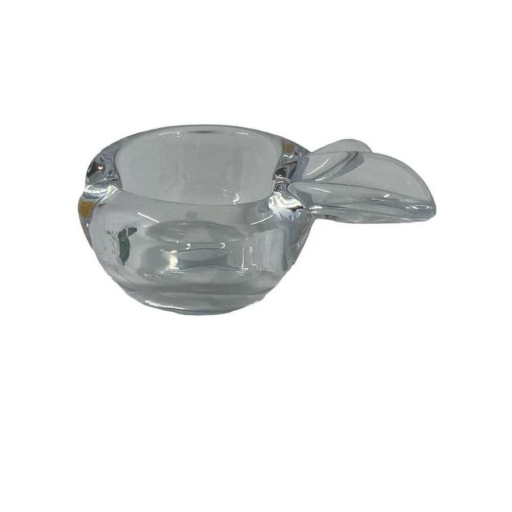 Vintage VANNES‎ LE CHATEL France French Crystal Art Glass Apple Dish Bowl